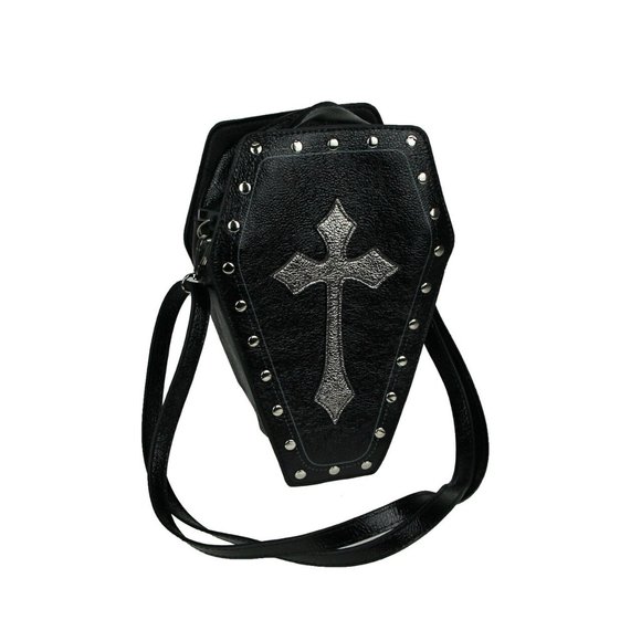 Metallic Cross Coffin Mini Backpack Purse Bag - Picture 4 of 4